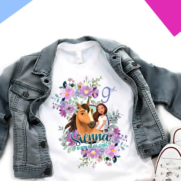 Spirit Horse Inspired Birthday T Shirt, Personalized shirt Girl, Spirit Riding Theme Party Shirt, Gift Birthday Shirt, family tees Custom