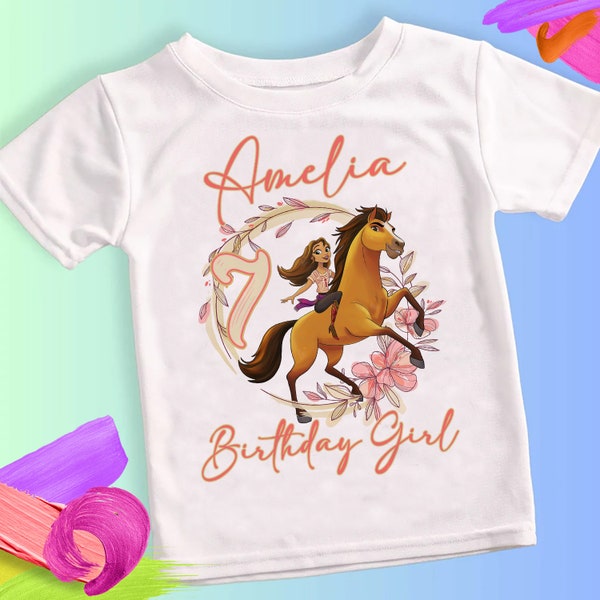 Spirit Horse Inspired Birthday T Shirt, Personalized shirt Girl, Spirit Riding Theme Party Shirt, Gift Birthday Shirt, family tees Custom