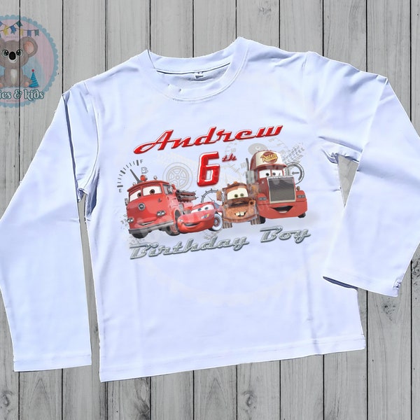 Cars Birthday T Shirt, Cars Lightning Mcqueen theme Party, cars Personalized shirt kids, Gift Birthday Shirt, family tees Custom