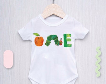 Oruga hambrienta Un bebé Onesie, Primer cumpleaños de Oruga muy hambrienta, Mono fresco lindo, Regalo de baby shower, Camiseta de Oruga hambrienta.