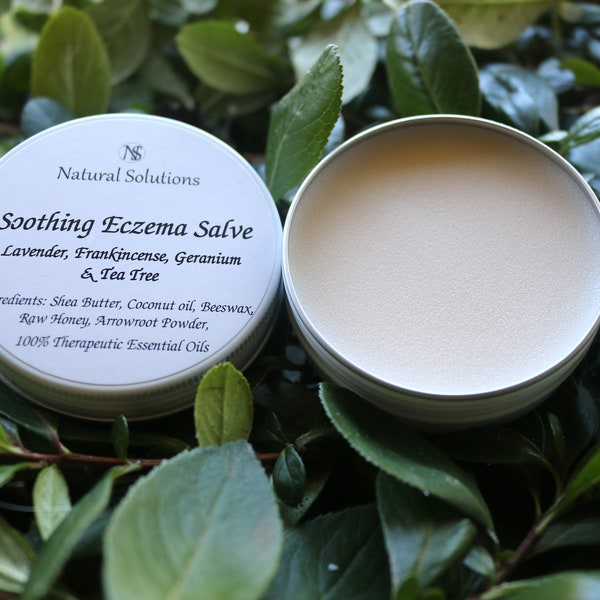 Soothing Eczema Salve with Lavender, Frankincense, Geranium and Tea Tree, Natural Handmade