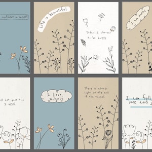 Tarjetas de afirmación, tarjetas flash de citas positivas, tarjetas de afirmaciones, autoestima, confianza, cuidado personal, decoración de la oficina de terapia, amor, amor propio