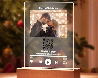 Custom Scannable QR Code Photo Plaque, Anniversary Gift