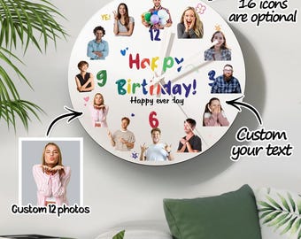 Custom Photo Engraved Birthday Clock – Personalized Keepsake