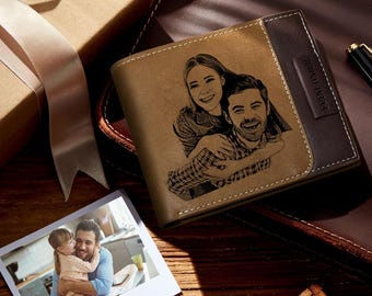 Custom Engraved Photo Wallet - Antimagnetic Men's Bifold Wallet