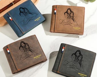 Personalized Photo PU Leather Wallet – Engraved Foldable Wallet