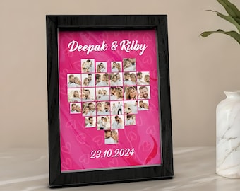 Heart Collage Photo Frame - Custom Wedding and Anniversary Gift for Couples