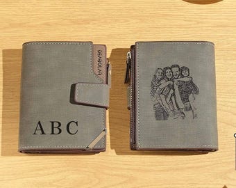 Custom Men's Leather Wallet with Photo and Text - Ideal Father's Day or Birthday Gift