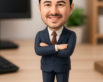 Custom Businessman Bobblehead with Engraved Text