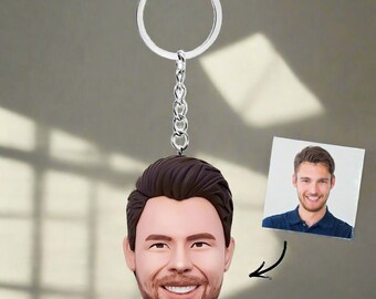 Personalized Bobblehead Keychain - Custom 1 Person Head Design