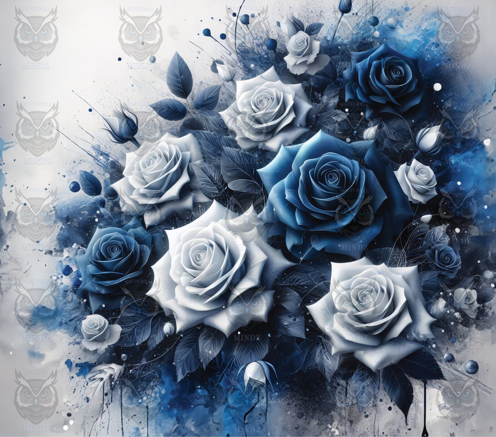 Paint Splatter Roses 3D 20oz Skinny Tumbler Sublimation Design Digital ...