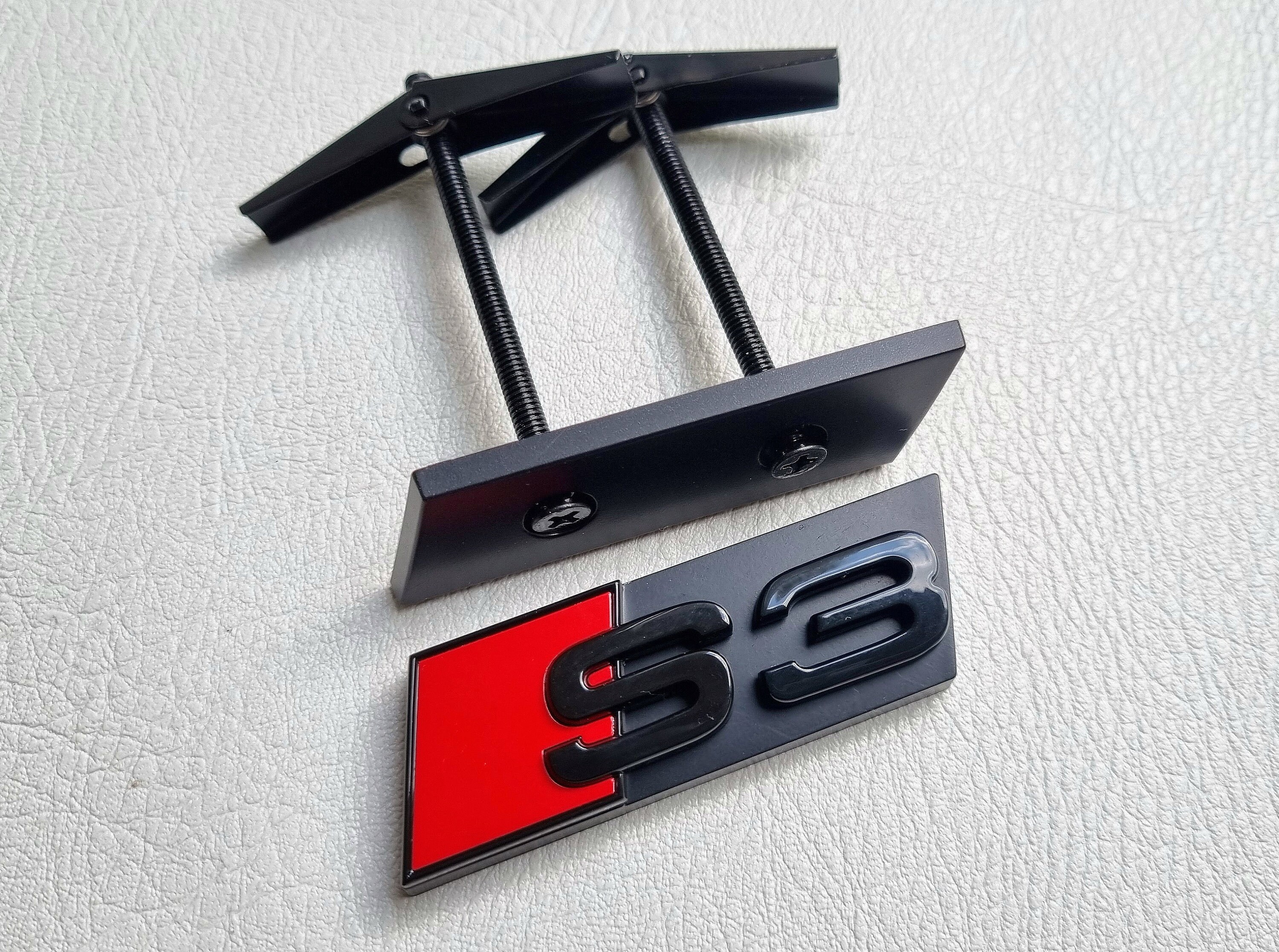 S3 Grille Badge Logo Glossy Black Grill Emblem Car Accessories 