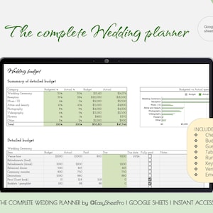 Hochzeitsplaner | Google Sheets | Hochzeits-Checkliste | Hochzeitsbudget | Digitale Hochzeitsvorlage | Hochzeitsplanung | Alles aus einem