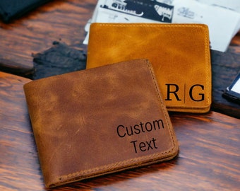 Personalized Leather Wallet, Engraved Wallet, Graduation Gifts for Him, Minimalist Leather Wallet, Custom Genuine Leather Wallet