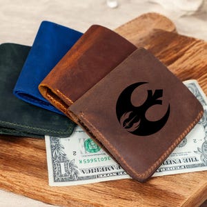 Cartera de Star Wars personalizada para hombre, regalo de cuero de Star Wars para hombre, regalos de Star Wars para él, cartera personalizada para hombre, cartera de cuero para hombre
