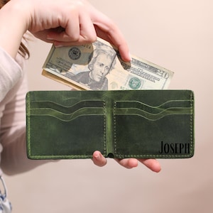 Personalized Leather Wallet for Men,Custom Bifold Wallet with Name or Initials,Groomsmen Gift,Fathers Day Gift for Him,Custom Leather Wallet