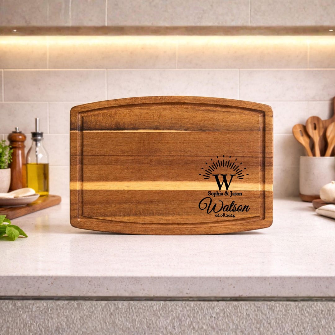 Personalized Acacia Cutting Board, Custom Engraved Charcuterie Board ...
