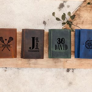 Personalized Trifold Wallet, Father's Day Gift For Wallet, Hand Crafted Card Holder, Personalised Custom Engraved Men's Trifold Wallet