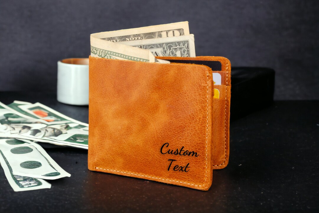 Personalized Leather Wallet Engraved Genuine Leather Custom Etsy