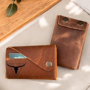 Tarjetero de visita, tarjetero de cuero personalizado, tarjetero de cuero personalizado, billetera para tarjetas de crédito hecha a mano