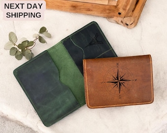 Personalized Leather Passport Cover – Engraved Travel Wallet, Handmade