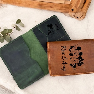 Leather Passport Cover, Custom Passport Holder, Passport Case Personalized, Disney Passport Case, Mickey Travel Gift, Personalized With Name