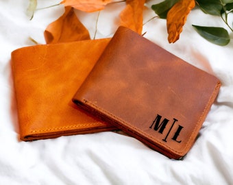 Groomsmen Leather Wallet, Custom  Monogrammed  Leather Wallet, Personalized Engraved Slim Wallet, Unique Wallet for Men