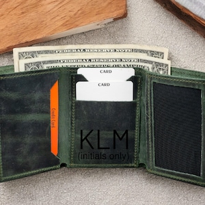 Personalized Leather Wallet, Custom Engraved Wallet, Personalized Trifold Wallet, Anniversary Gift For Him, Handmade Leather Wallet Gift