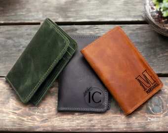 Personalized Leather Credit Card Holder, Custom Leather Card Holder, Groomsmen Credit Card Holder,  Monogrammed Wallet for Men