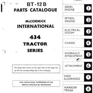 International Harvester IH 434 Tractor Parts Manual