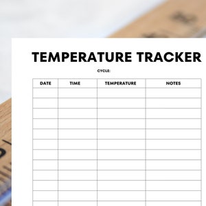 Modello di monitoraggio della temperatura / Grafico della temperatura / Modello stampabile / Monitoraggio della temperatura corporea basale / Pianificazione familiare naturale