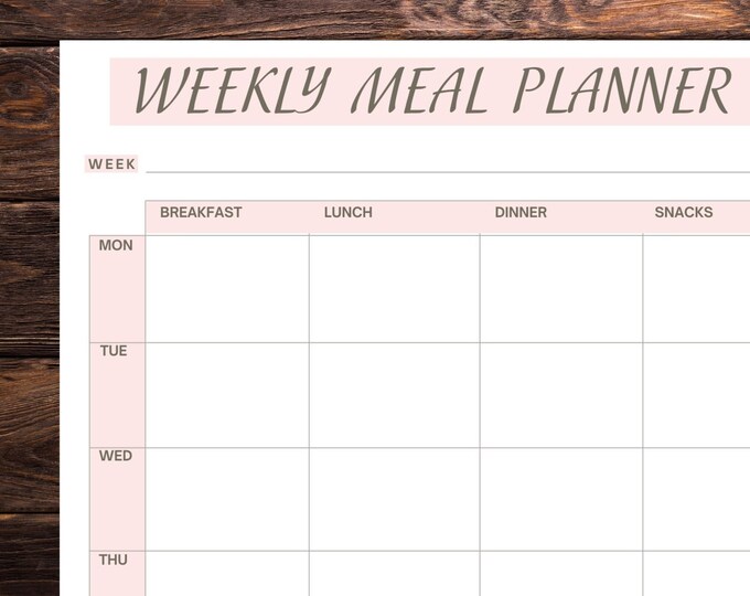 Weekly Meal Planner Template | Printable Planner - Etsy