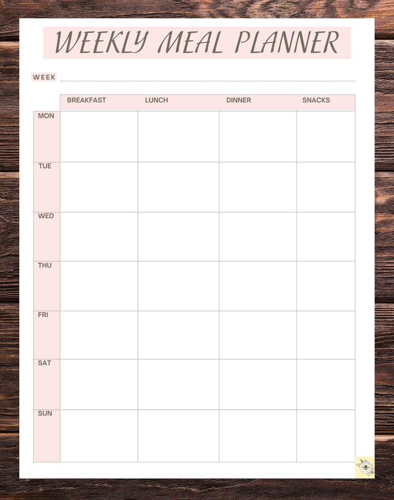 Weekly Meal Planner Template Printable Planner Etsy