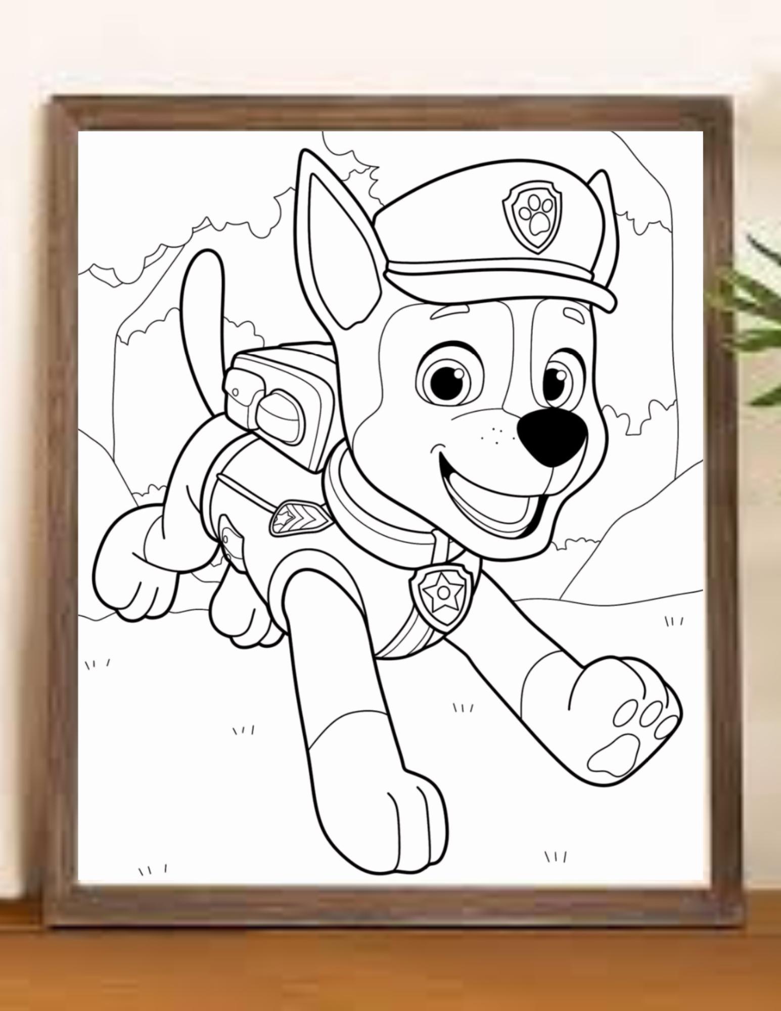 Chase Paw Patrol Digital Coloring Page - Etsy