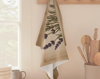 Pano de prato de microfibra com estampa de buquê de lavanda | Decoração vintage para cozinha com ervas