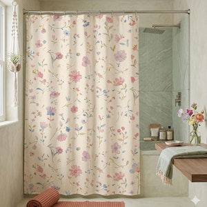 Pastell Wildblumen Muster Duschvorhang | Blumen Dekor