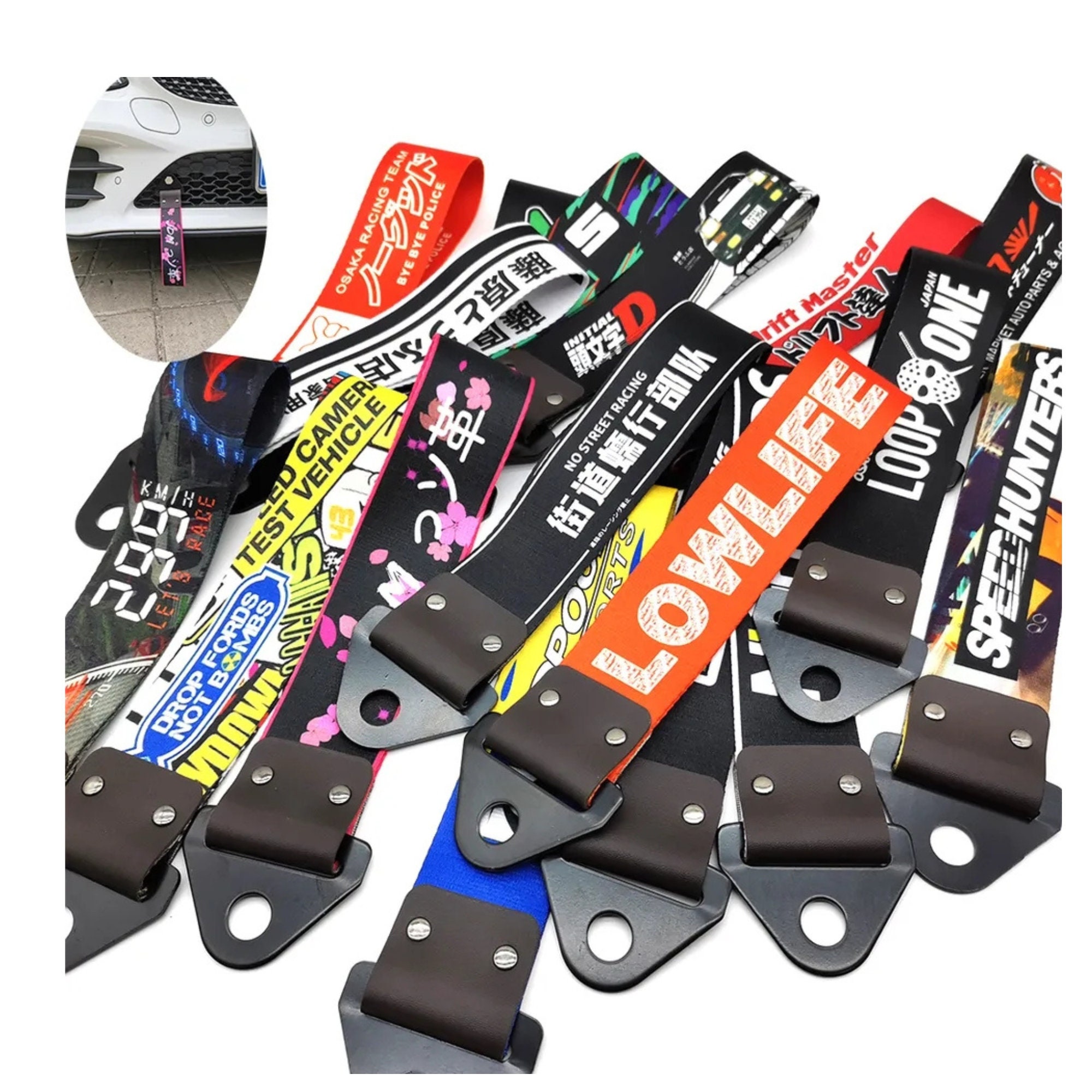 Costum JDM Racing Sports Style Tow Strap | Universal Race Towing Bars |  Nylon | car enthusiasts