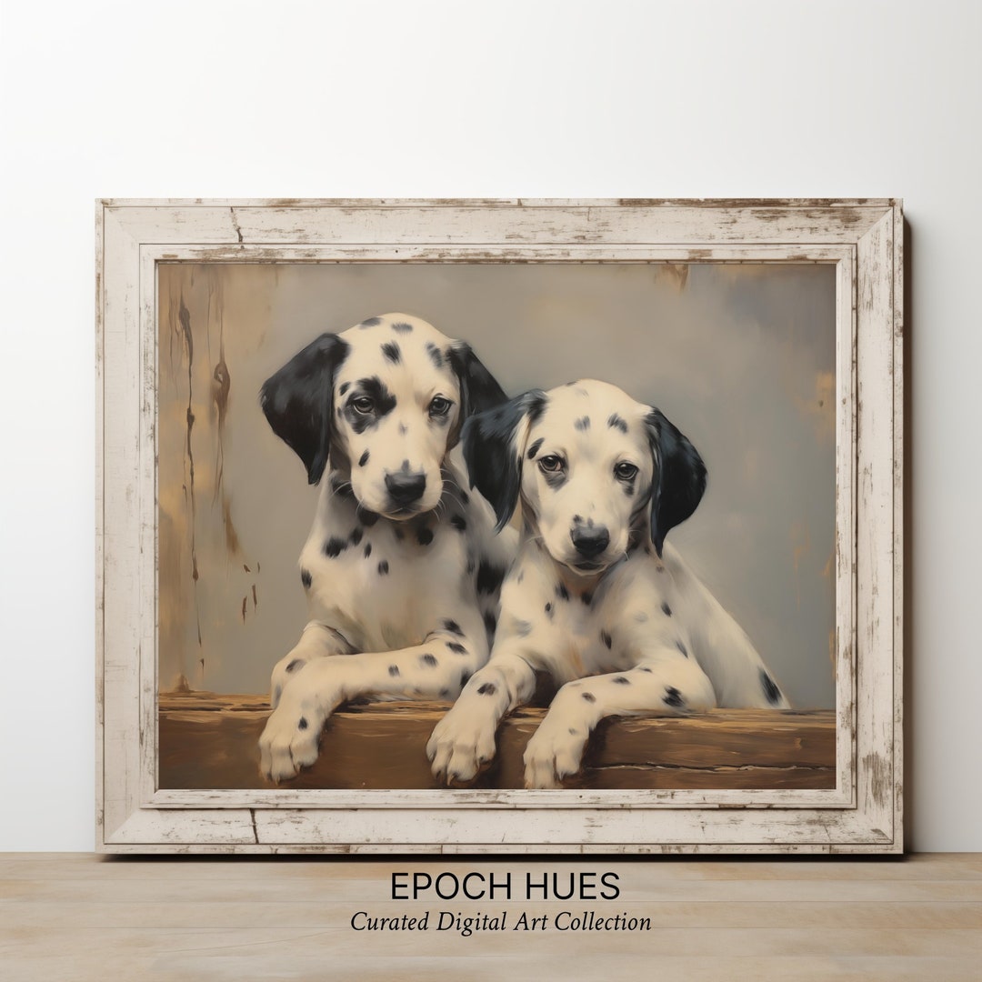 Dalmatian Puppy Digital Art Print, Twin Dalmatian Pups Photo, Printable ...