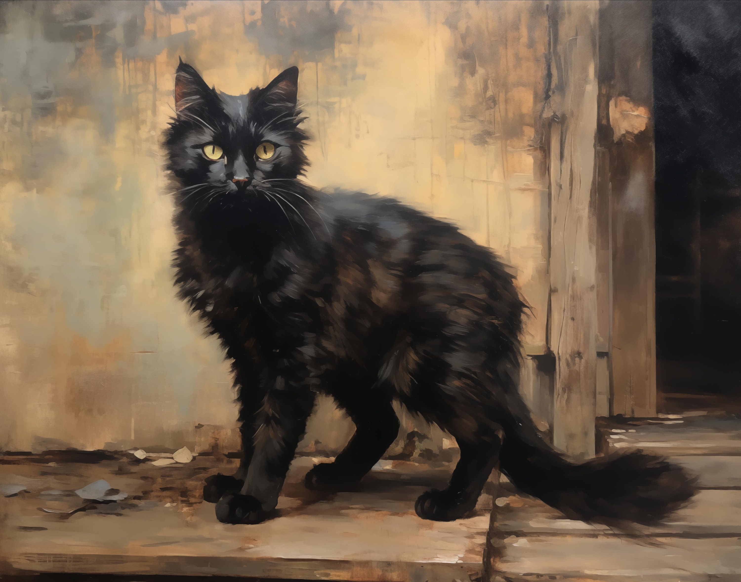 black-cat-digital-painting-instant-download-wall-art-pet-portrait