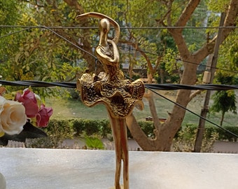 Ballet Lady Trophy Idol | Brass Gorgeous Dancing Girl Statue | Patio Art Table Decorative Showpiece