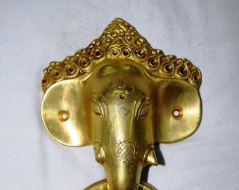 Seigneur Vinayaka symboles heurtoir décoration de porte de bienvenue | Sonnette de porte en laiton pour sculpture de visage de Ganesh | Décoration de quincaillerie de porte de chambre à coucher