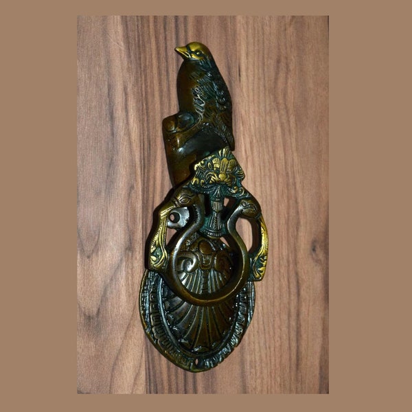 Yali Bird Shape Door Mount Knocker | Brass Finches Bird Inspired Hardware Door Bell Decor