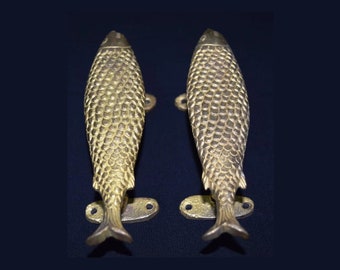 Trout Fish Shape Door Handle | Brass Tuna Design Cupboard Pull Set Decor