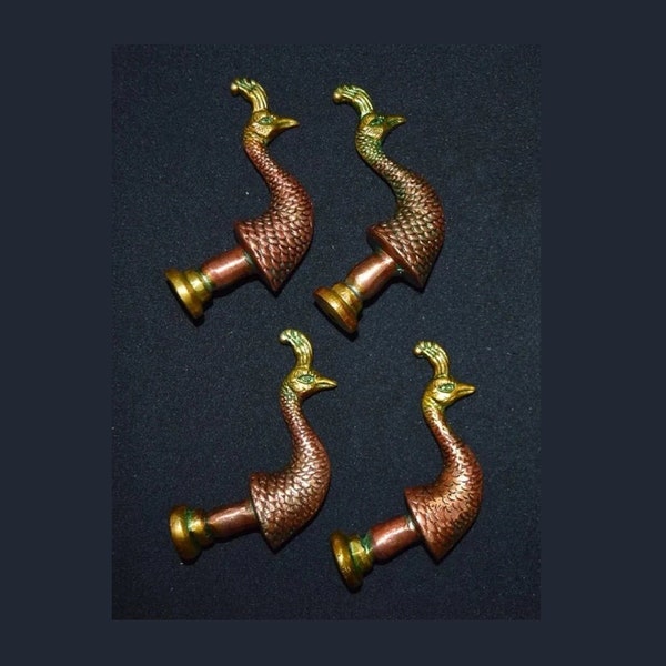 Peacock Design Cabinets Puller | Brass Bird Shape Drawer Knobs Set of 04 Pieces