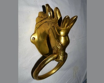 Horse Idol Door Knocker | Brass Mare Pony Head Design Front Door Bell | Bedroom Door Decoration