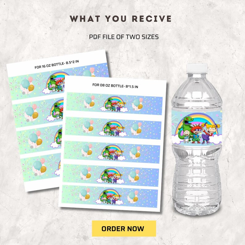 Rugrats Water Bottle Labels || Birthday Party || PDF || Digital ...