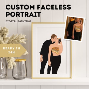 Custom Faceless Couple Portrait: Minimalist Digital Illustration (PNG & PDF)