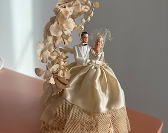 1952 Vintage Wedding Cake Topper Bride and Groom