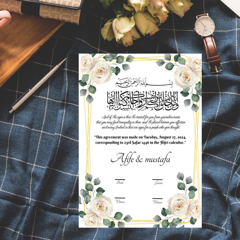 Wedding Contract Template,editable Canva Wedding Certificate,modern