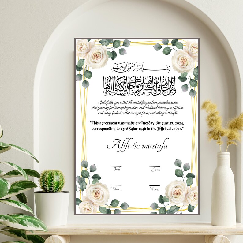 Wedding Contract Template,editable Canva Wedding Certificate,modern